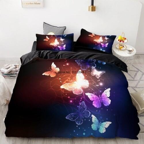 Fashion Princess Duvet Cover Butterfly 3D Quilts and Bedding Set Queen Twins Bed Set Soft 2-3 Pieces Home Textiles for Women