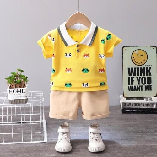 Summer Clothes for Kid Boy Girl Hot New Set 1 2 3 4 Years Cute Cartoon Animals Short Sleeve + Pants Children Clothing Outfit