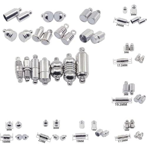 10Pcs/Lot Stainless Steel Rhodium Color Magnetic Clasps for DIY Leather Bracelets Necklace Connectors Jewelry Making Findings