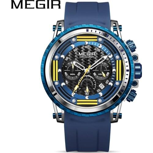 MEGIR Watch Men 2021 New Trend Luminous Waterproof Chronograph Silicone Sports Watch Quartz Mens Watch Watch For Men New Dsign