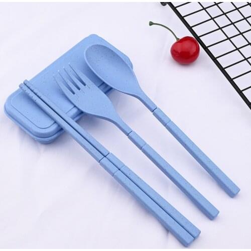 Multifunction Folding Dinnerware Portable Durable Outdoor Camping Hiking Traveling Flatware Spoon Fork Chopstick Tableware Set