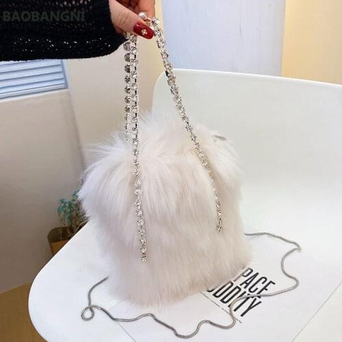 Fashion Faux Fur Winter Bags Bucket Bag Handbag Women Shoulder Crossbody Bag Ladies Plush Hand Bags Designers Bolsa Feminina Sac