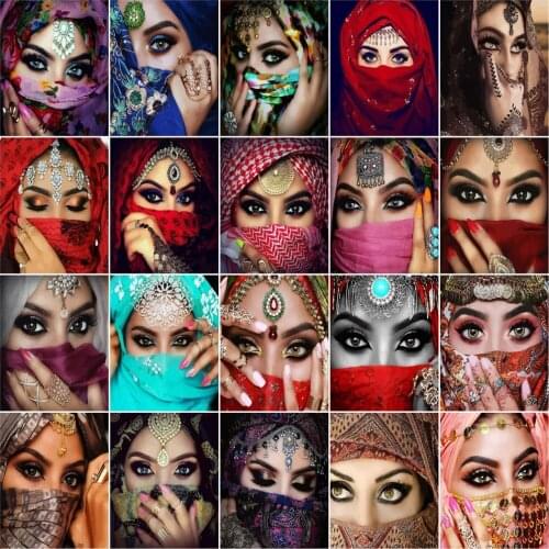 AZQSD Diy Paint By Number Frame Indian Girl Drawing On Canvas Picture By Number Figure Kits Handpainted Unique Gifts