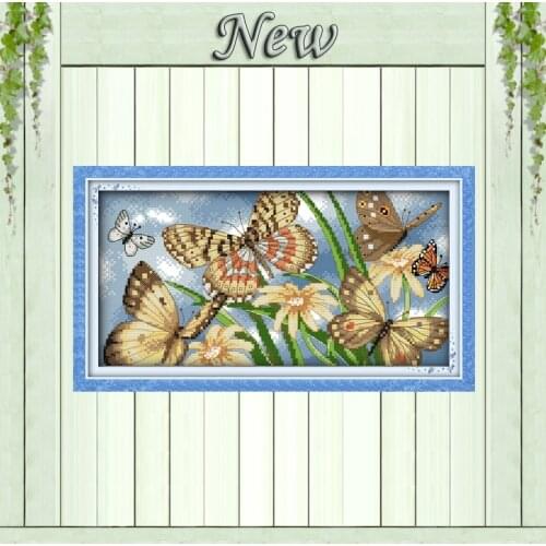 Butterflies gather honey,animal Home Decor,pattern print on the canvas DMC 11CT 14CT Cross Stitch kits,needlework Set embroidery