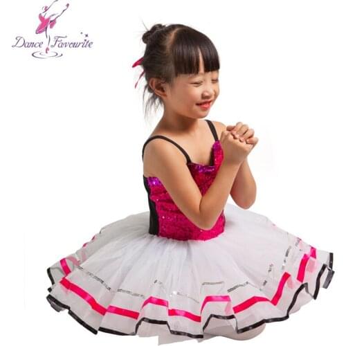 New Arrival! Hot Pink Sequin Spandex Bodice Ballet Dance Costume Tutu, Ballet Girl Stage Performance Ballet Tutu