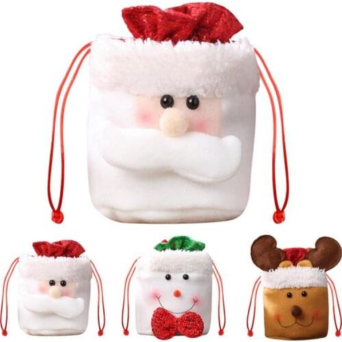 New Cute Santa Snowman Elk Drawstring Gift Bag Christmas Candy Bags Party Favor Bag Birthday Present Festival Gifts For Children