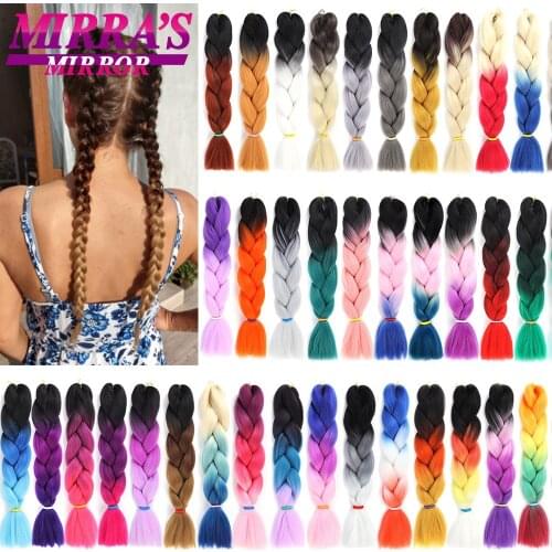 Ombre Jumbo Braiding Hair 24 Inch Jumbo Braids Hair Extensions for Women Synthetic Fiber Box Braid Hair Pink Purple Blue Red