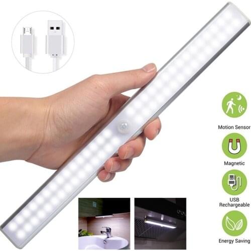 Rechargeable 6 10 24 40 60 LED Under Cabinet Light with Motion Sensor Night Light for Kitchen Bedroom Wall Restroom Toilet Lamp