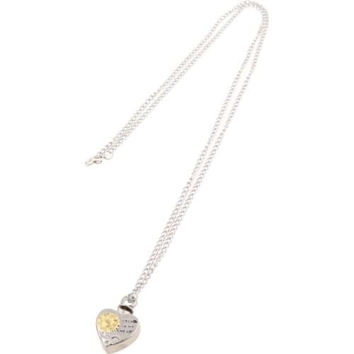 Sunflower Heart Shape Cremation Urn Necklace for Ashes Charm Pendant Foreve Love in My Heart Memorial Pendant Jewelry
