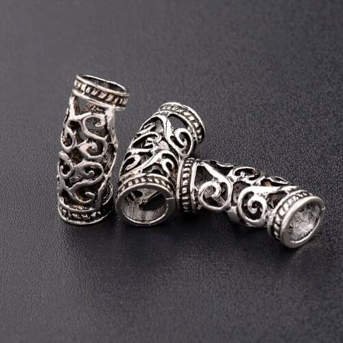 Hollow Out Long Beads For Jewelry Bracelets Accessories Making Set 1/5/10pcs Alloy Spacer Bead Silver Color Accessory Koraliki