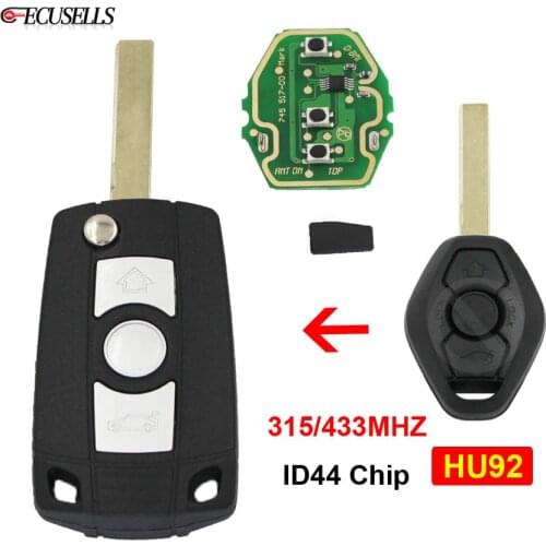 3 Button Flip Remote Car Key 315MHZ/433MHZ ID44 Chip HU92 Blade for BMW EWS 3 5 7 Series 325 330 318 E38 E39 E46 M5 X3 X5 E65