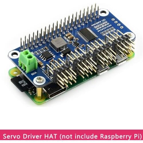 Raspberry Pi Servo Driver HAT (B) for Raspberry Pi, 16-Channel 12-bit I2C Interface Right Angle Pinheader for Raspberry Pi 4B