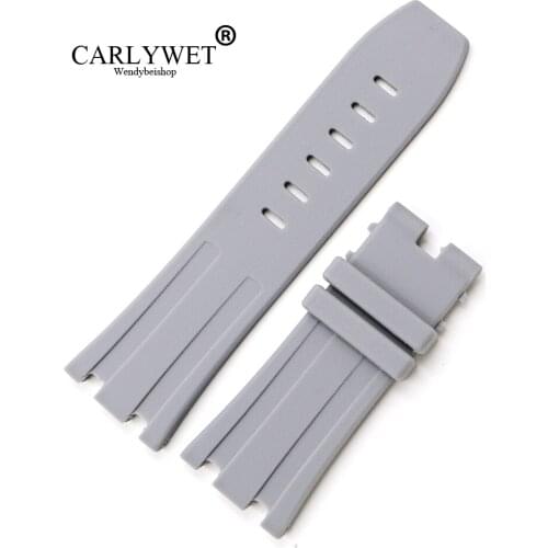 CARLYWET 28mm Grey Waterproof Silicone Rubber Replacement Wrist Watch Band Strap Belt for Offshore 42mm