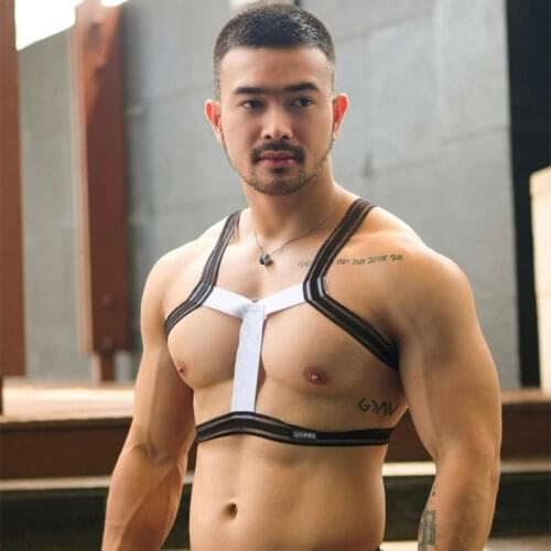 2018 New Style Mens Hollow Out Elastic Bondage Harness Shoulder Body Chest Straps Lingerie Muscle Harness Halter Neck Straps