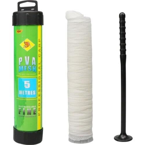 1PCS 5M Water Dissolving PVA Narrow Mesh Tube Net Carp Fishing Feeder Lures Refill Plunger Bar Tackle Carp Fishing Feeder