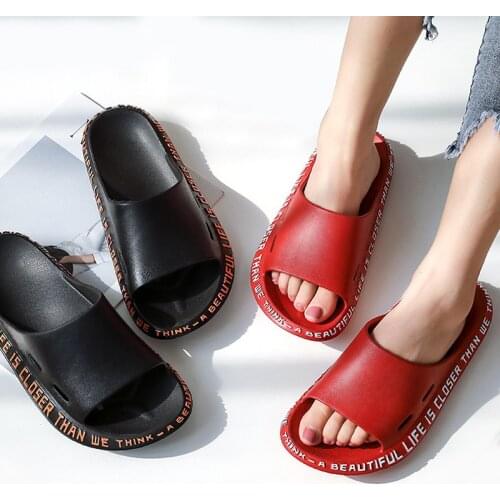 Women Slippers Slide Sandals Summer Beach Slides Cute Words Alphabet Non-slip Thick Sole Women Men Outdoor Home Casual Shoes