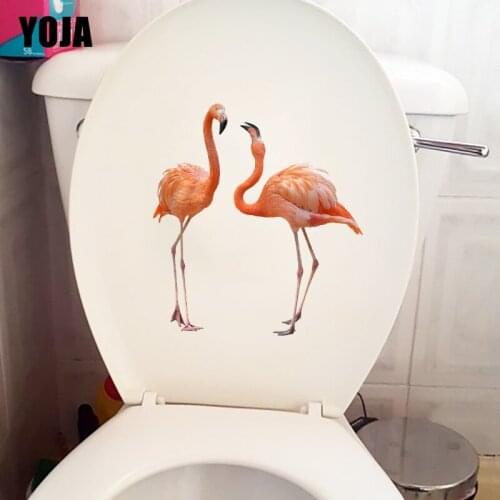 YOJA 23×25CM Flamingo Aniaml Funny Bathroom Toilet Decoration Home Living Room Wall Stickers T1-3226