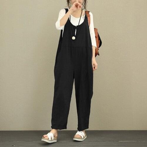 Womens Loose-fitting Casual Trousers Khaki Gray Black Burgundy Navy Brown Green Overalls