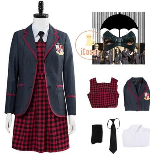 6 PCS The Umbrella Academy School Uniform Vanya Allison Cosplay Costume Halloween Carnival Party Suits for Women Girls Skirt Set