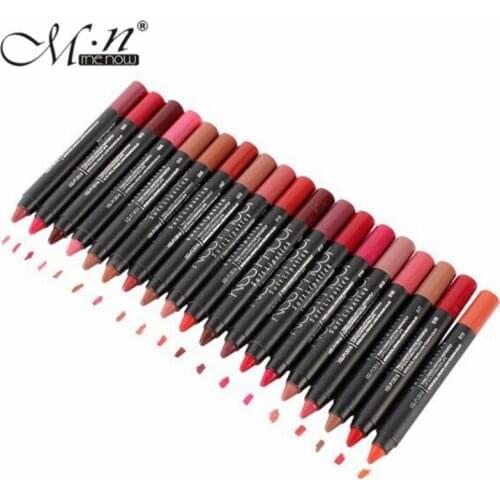 19Pcs/lot MENOW Makeup Matte Kiss Proof Lipstick Long Lasting Effect Powdery Soft Waterproof Matte Lipsticks Lip Pencil Crayon