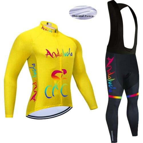 2021 Winter Andalucia Cycling Team Jersey Set 20D MTB Bike Pants Men Culotte y Maillot Ciclismo Hombre Thermal Fleece
