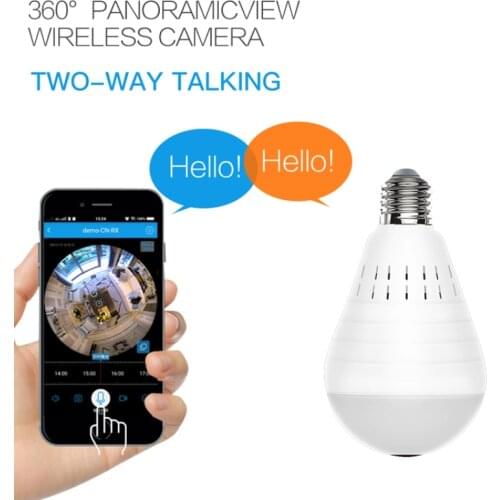 360 Wireless Camera Bulb Fisheye WiFi IP Panoramic Camera Lamp Home Security CCTV Surveillance Two Way Talk Night Vision New