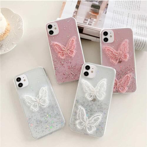 3D Cute Butterfly Silicone Case For OPPO Realme C11 C15 XT X C2 3 X50 5 6 Pro A1K A9 A5 2020 Reno 2Z A52 A92S A91 Glitter Cover