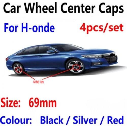 4pcs 60mm 69mm Wheel Center Cap Covers Red Silver Black Emblem For Honda CRV Civic Accord CITY Fit Pilot Crossroad car styling