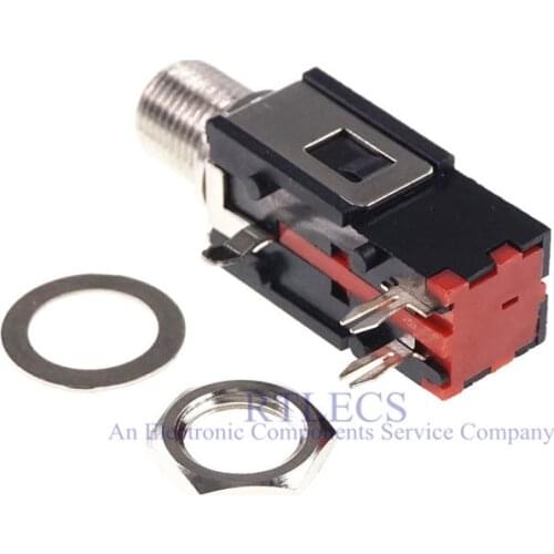 500pcs Thread lock panel mount 1/4" 6.35 mm stereo phone Jack Headphone socket 3 conductor 3 contact right angle audio connector