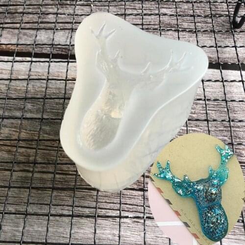 Aouke Christmas Deer Head Mould Decorating Molds Cake Silicone Mold Sugarpaste Candy Chocolate Gumpaste Clay Mould