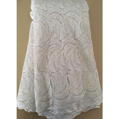 White 2020 African Net Lace Fabric, High Quality Elegant Nigerian Wedding Lace Fabrics 5Yards Stones French Tulle lace YLL3000