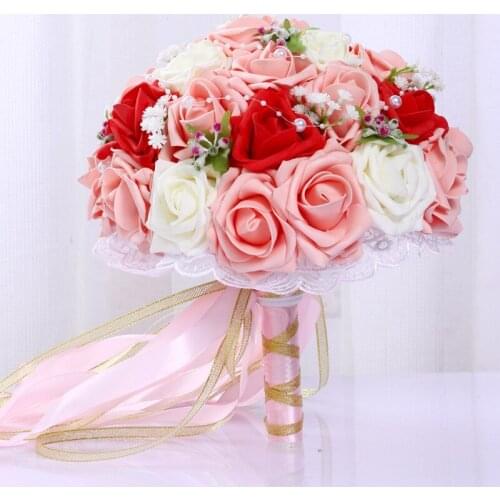 Artificial Wedding Bouquet Bridal Bridesmaid Flower Retro Rose Bouquet Hydrangea Vintage Bride Holding Fake Flower Home Decor