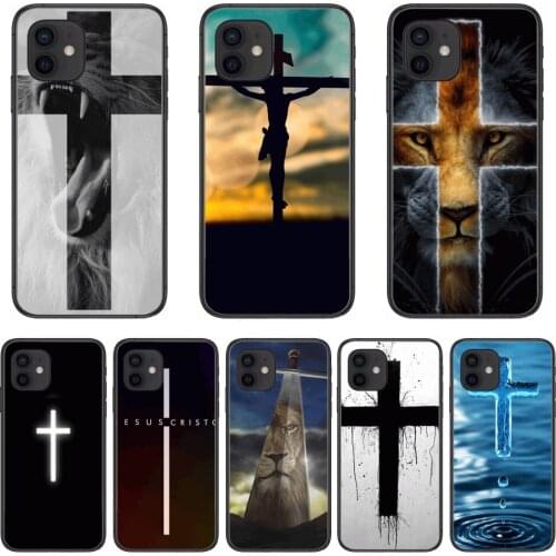 Jesus Christian Cross Style Phone Case cover For iphone 12 pro max 11 8 7 6 s XR PLUS X XS SE 2020 mini black cell shell