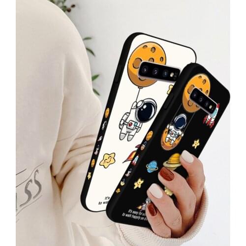 Planet Moon Silicone Cases For Samsung Galaxy Note 5 8 9 Back Cover Matte Bag Coque For Samsung S6 S7 Edge S8 S9 Plus S10 E Lite