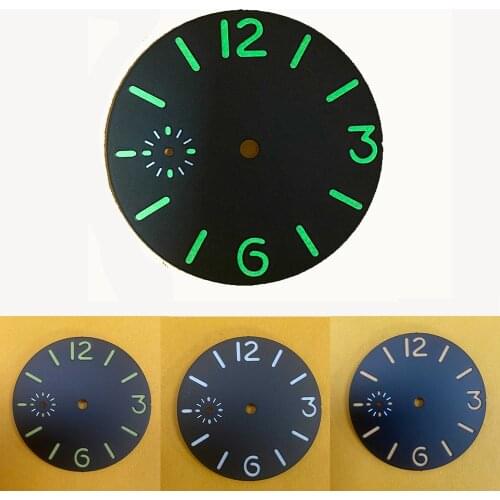 36mm Watch Dial Green Luminous Watch Face Insert Parts for ETA6497/ Seagull ST36 Movement Watch Accessories Repair Parts