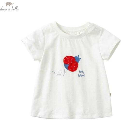 DBS17618 dave bella summer baby girls cute cartoon print T-shirt children tops girl kids fashion tees