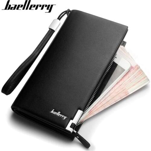 Long Business Mens Leather Wallet Purse For Man Causal Large Capacity Money Pocket Phone Clutch Bag ID Credit Card Holder