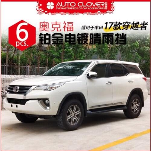 Chrome door visor side window deflector shade sun rain shield silver trips eaves for Toyota Fortuner