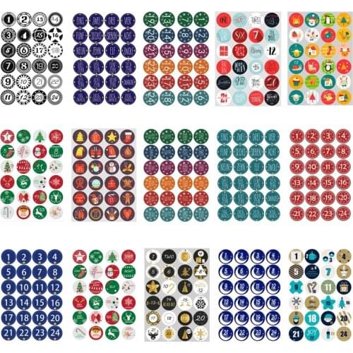 10 Sheets Countdown Advent Calendar Number Sticker Gift Box Package Seal Label Christmas Decoration