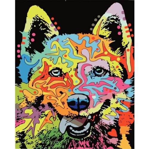 Paint By Number Canvas Painting Kits Animal Home Decoration DIY Unframe Coloring By Numbers Dog Handpainted Gift