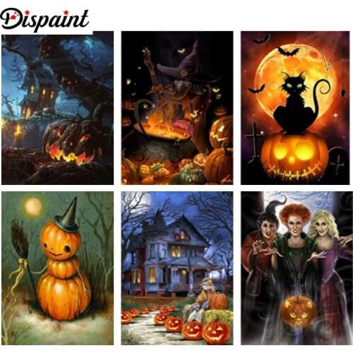 Dispaint Rhinestone Painting Crystal Decor Diy Diamond Painting "Halloween scenery" 3D Cross Stitch Pattern Diamond Embroidery