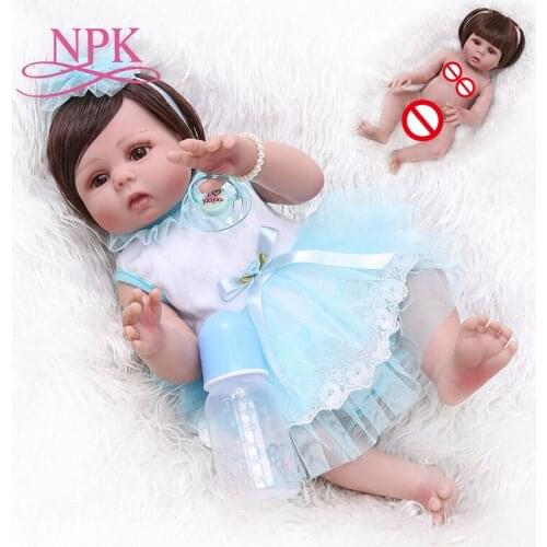 NEW 49CM toddler newborn bebe doll reborn baby girl in tan skin full body silicone soft realistic doll Bath toy waterproof