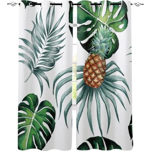 Summer Tropical Leaves Pineapple Printed Window Curtains Living Room Bedroom Curtains Polyester Cloth Home Decor