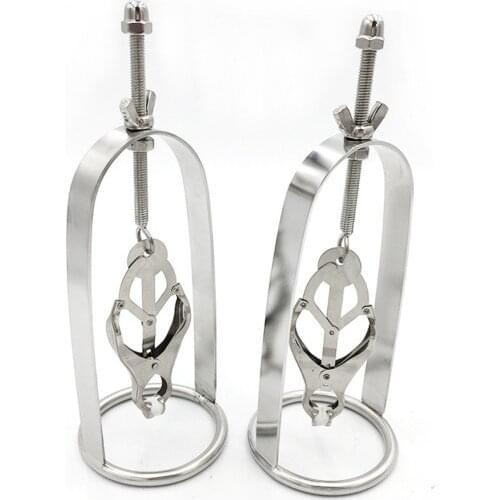 Metal Butterfly Breast Clamps Restraint Torture Device Stainless Nipple Clamps Cage BDSM Boobs Clips Adult Games For Women