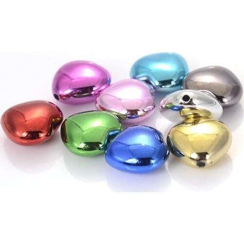 Miasol New Arrival 50 Pcs 8x16MM Random Mixed Color Plating Acrylic CCB Heart Beads For Diy Jewelry Making Bracelet & Necklace