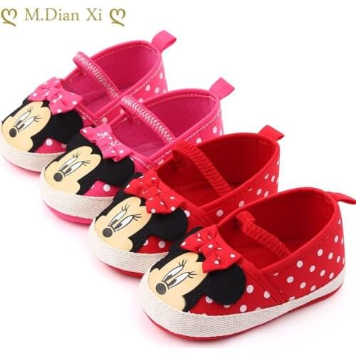 0-18 Months Cute Newborn Baby Girl Shoes Toddler Girl Princess Baby Shoes Bowknot Polka Dot Flower Soft-Soled Crib Shoe
