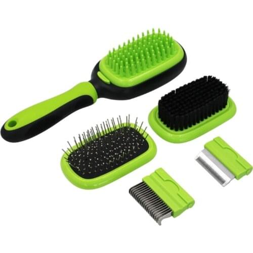 Pet Brush Set 5Pcs for Dogs & Cats Pet Grooming Tool Gentle Remove Undercoat Shedding Mats and Tangled Hair Dander Dirt