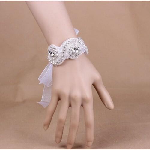 New Arrival Fashion CZ Diamond Lace Bridal Wrist Corsage /Wedding Accessory /Hand-made Bridal Hand Belt 1142