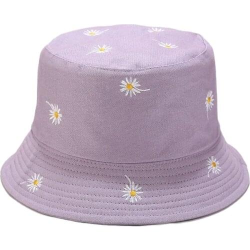 LDSLYJR Cotton flower embroidery Bucket Hat Fisherman Hat outdoor travel hat Sun Cap Hats for Men and Women 256