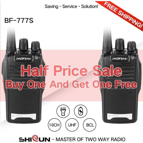 Half Price Promotion for Baofeng BF-777S Walkie Talkie 2 pcs UHF Mobile Radio 16 Channels 400-470Mhz Baofeng BF-888S Talki Walki